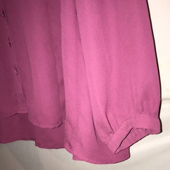 Torrid Women's Button-Down Long Sleeve Collared Asymmetric Hem Pink Top Size 0 - Picture 7 of 9